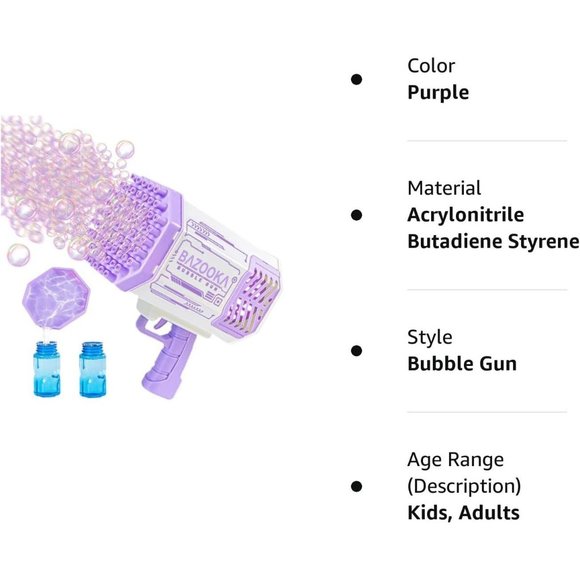 69 Holes Bubble Machine Gun Purple Light Toy Gift for Birthday Wedding - Picture 7 of 10